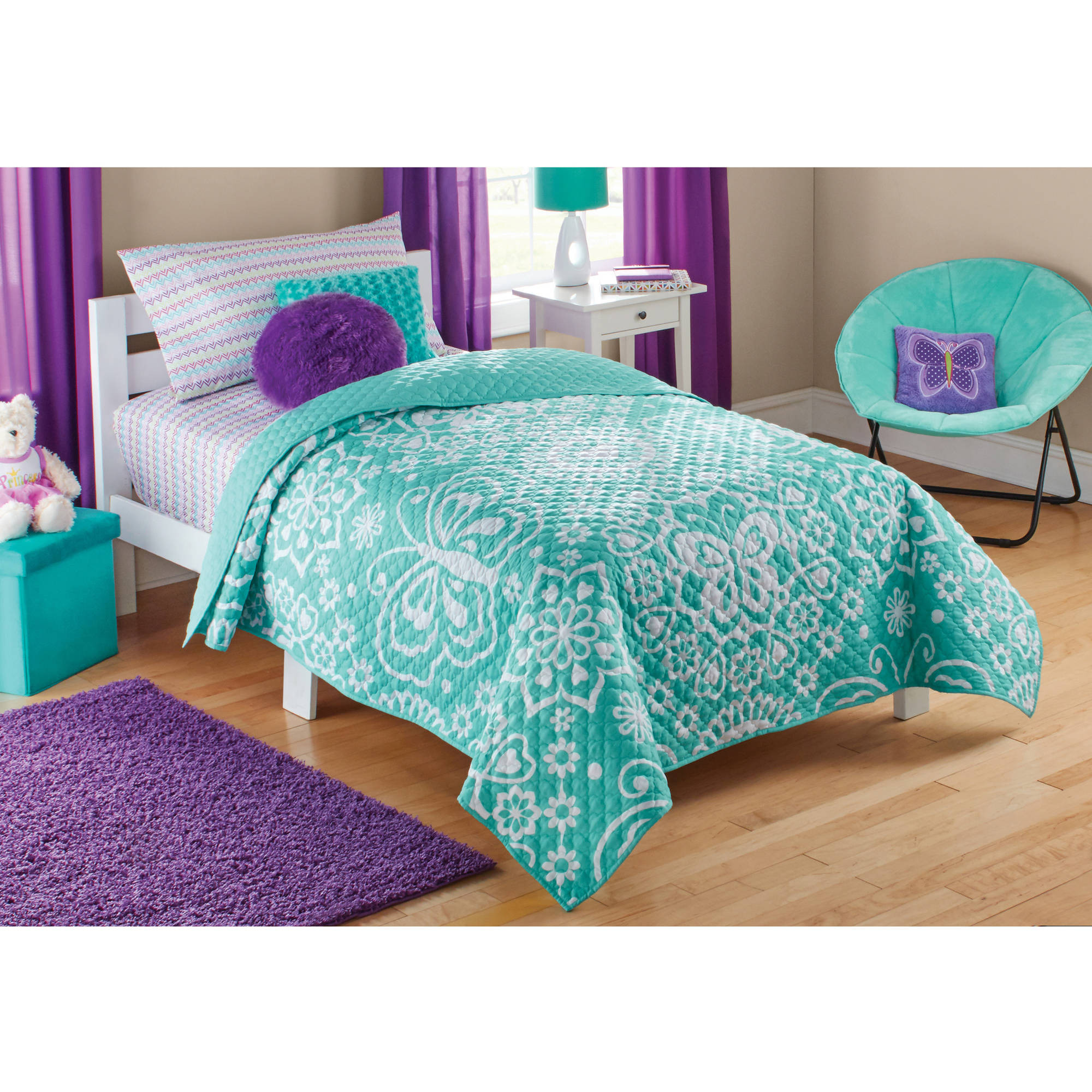 Walmart Bedroom Sets For Kids
 Mainstays Kids Purple Butterfly Coordinated Bed in a Bag