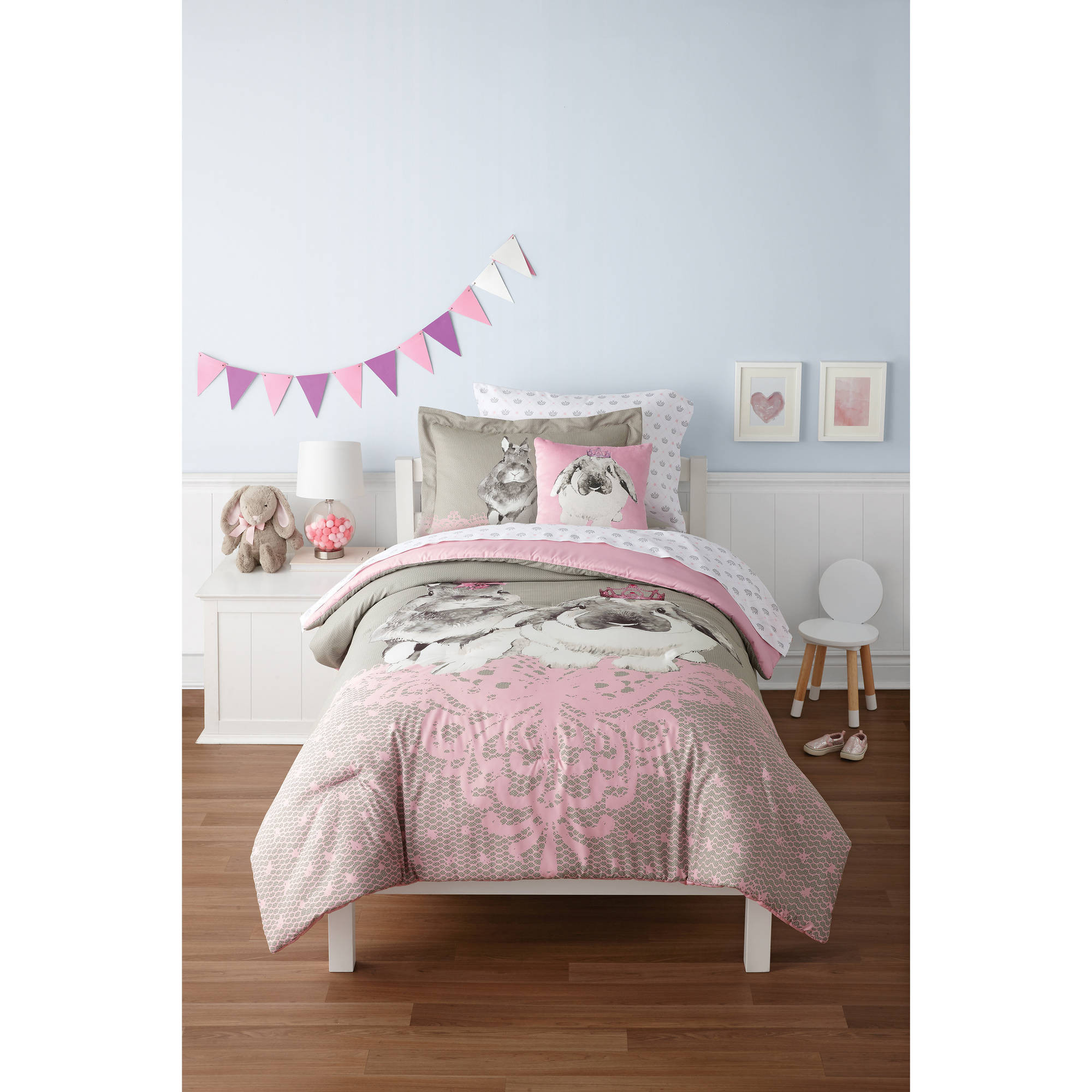 Walmart Bedroom Sets For Kids
 Mainstays Kids Pink Princess Bunnies Full Bed in a Bag