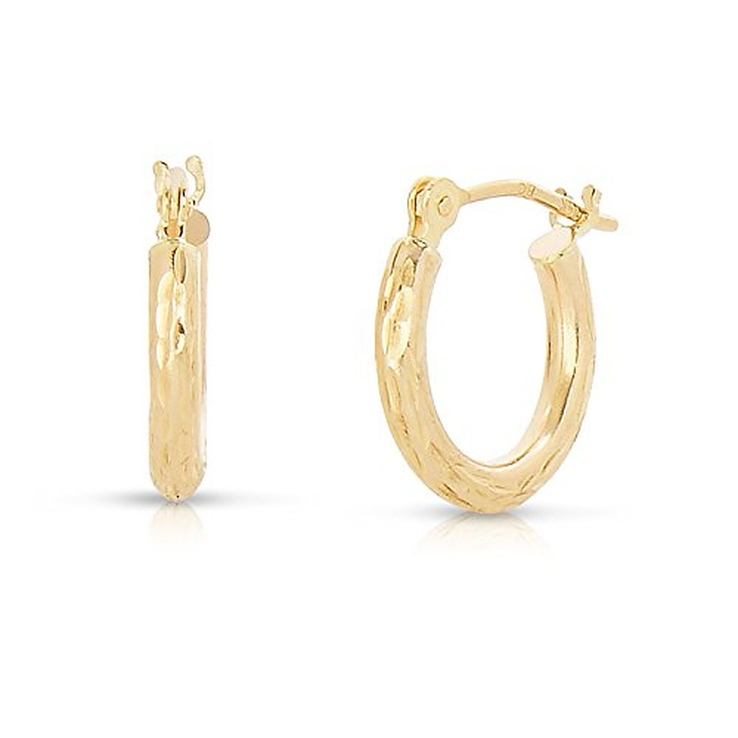 Walmart Gold Earrings
 Art and Molly Tiny 14k Yellow Gold Diamond cut Engraved