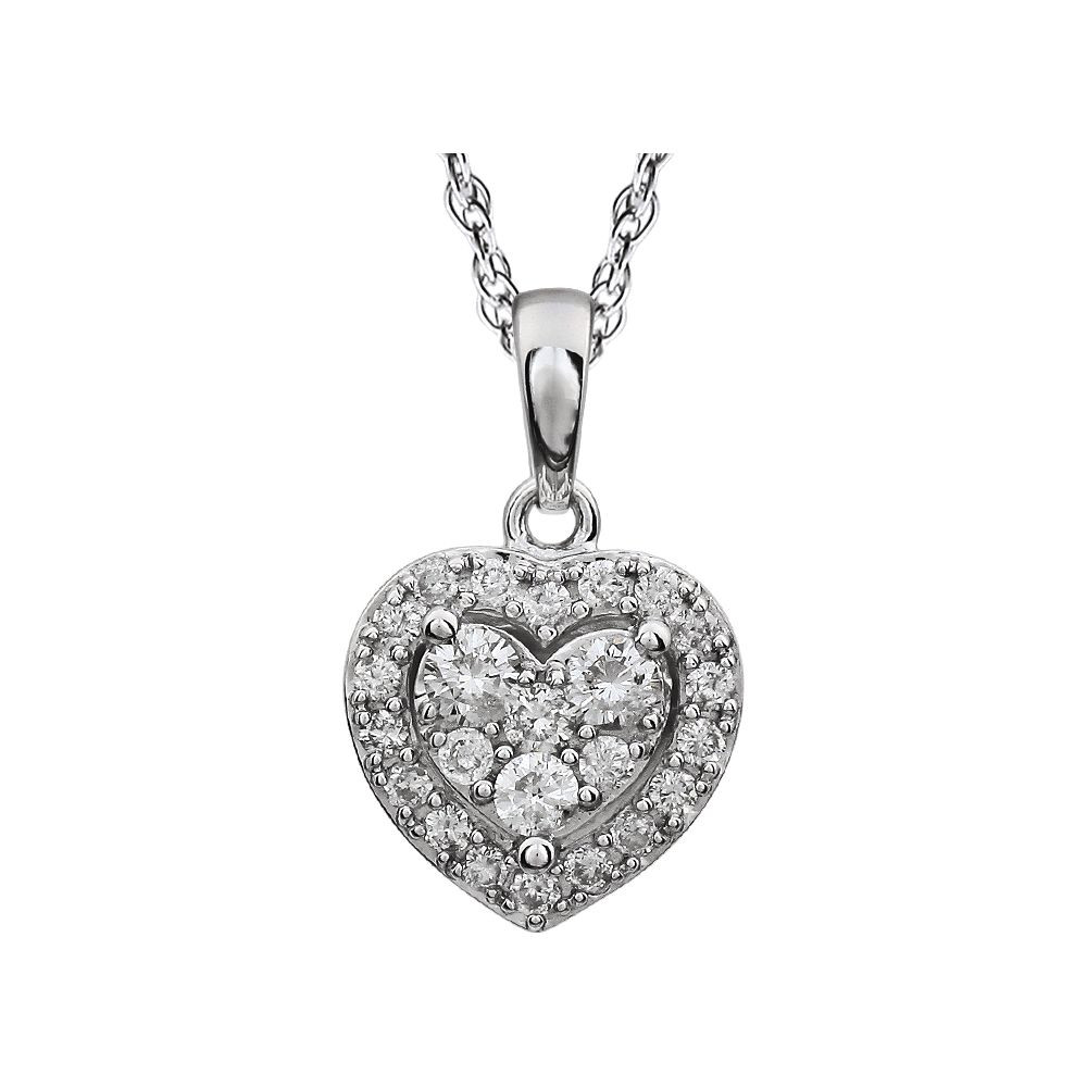 Walmart Heart Necklace
 JewelryWeb 14k White Gold 0 38 Dwt Diamond Heart