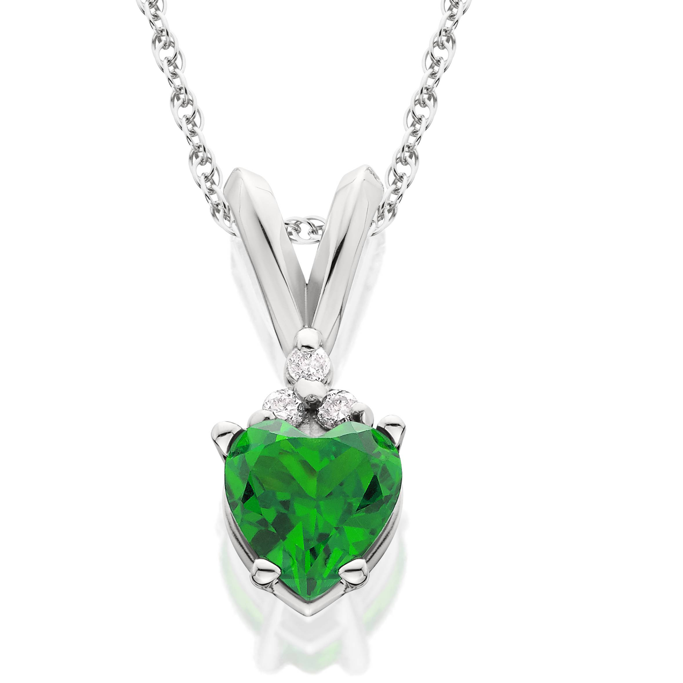 Walmart Heart Necklace
 Pompeii3 1 2ct Diamond & Emerald Heart Pendant 14K White