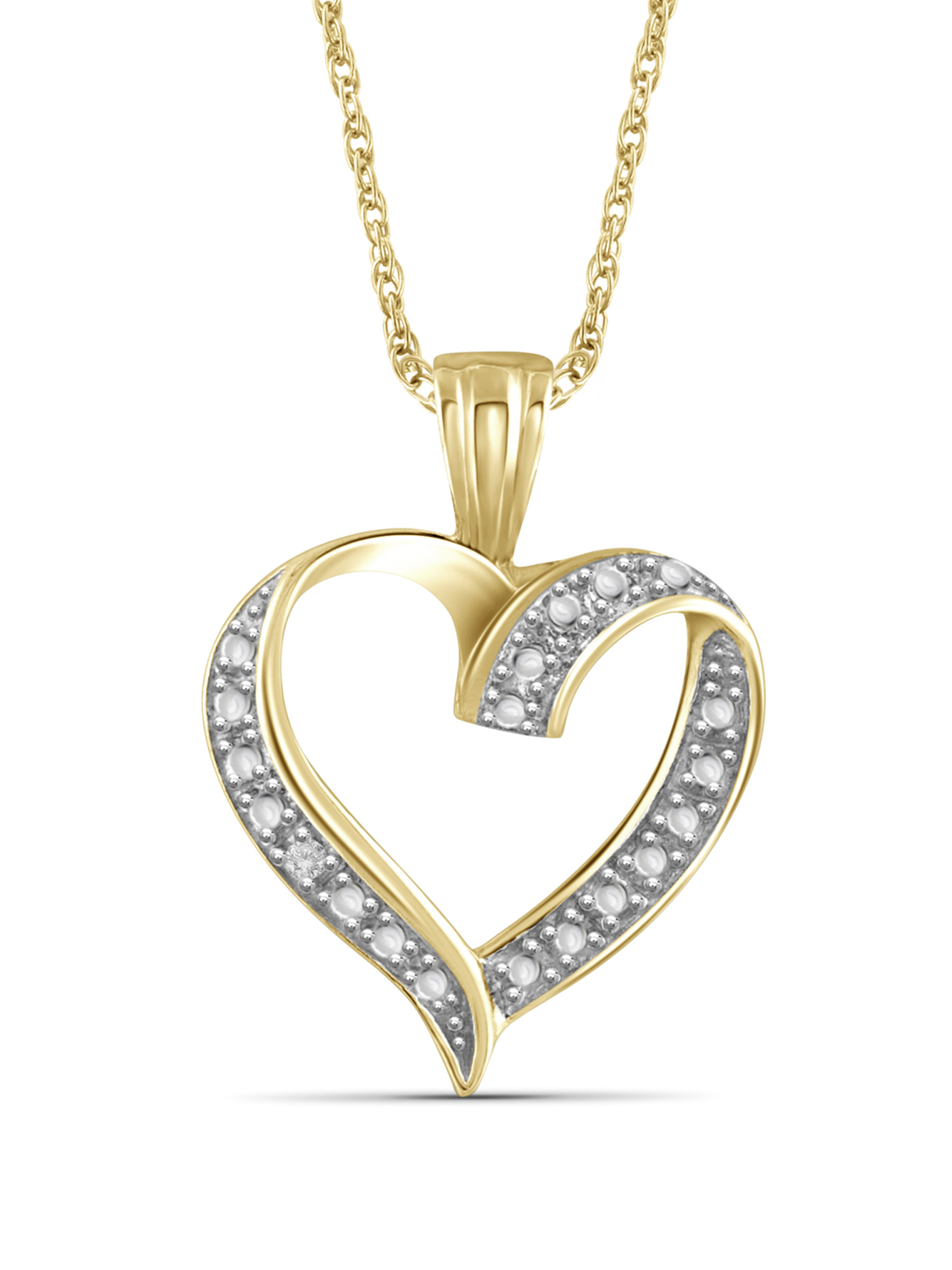 Walmart Heart Necklace
 JewelersClub White Diamond Accent Gold over Silver Open