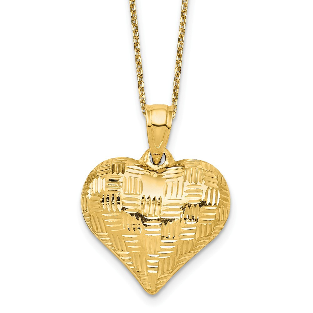 Walmart Heart Necklace
 AA Jewels Solid 14k Yellow Gold Textured Puff Heart