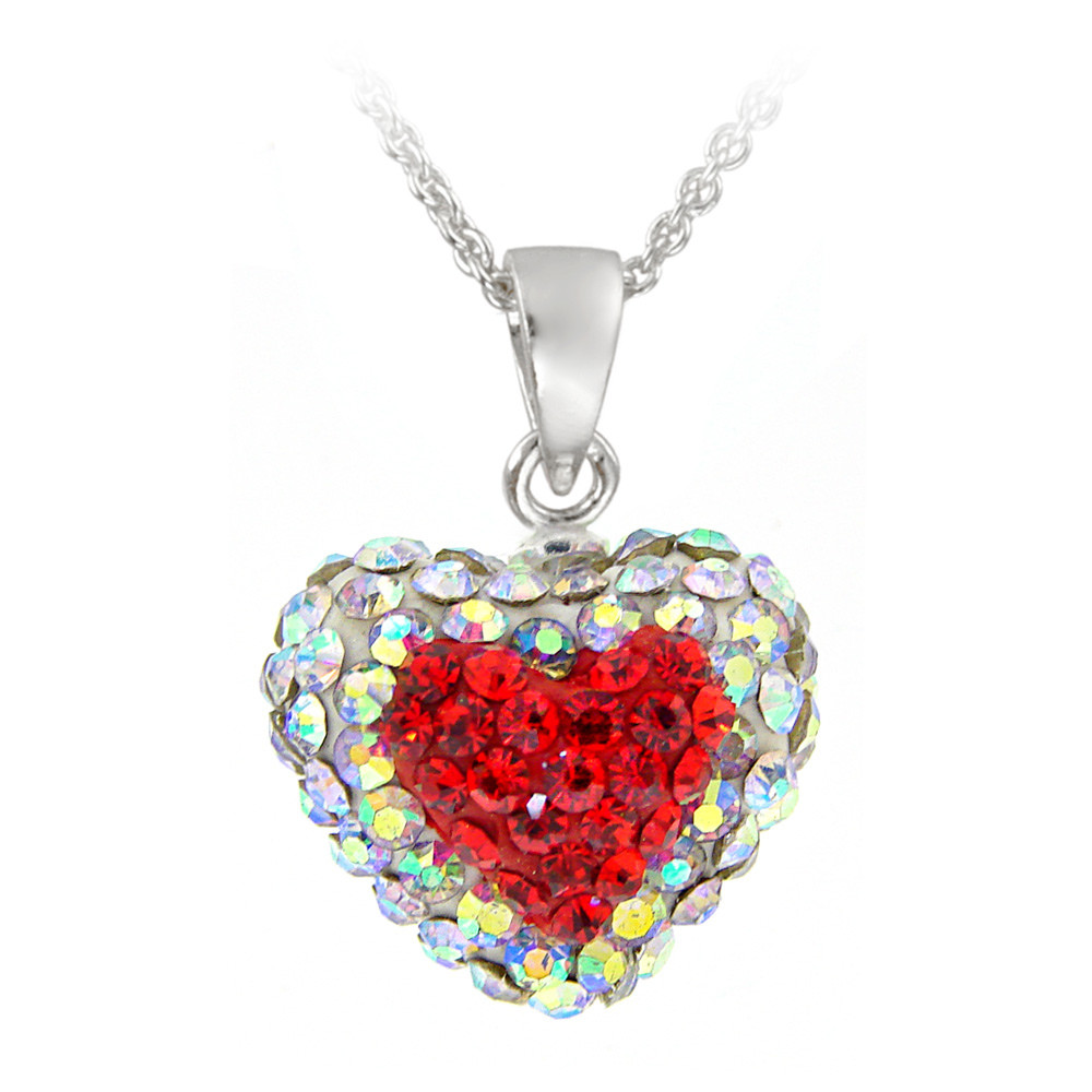 Walmart Heart Necklace
 Sterling Silver Red Heart Crystal Fireball Heart Necklace
