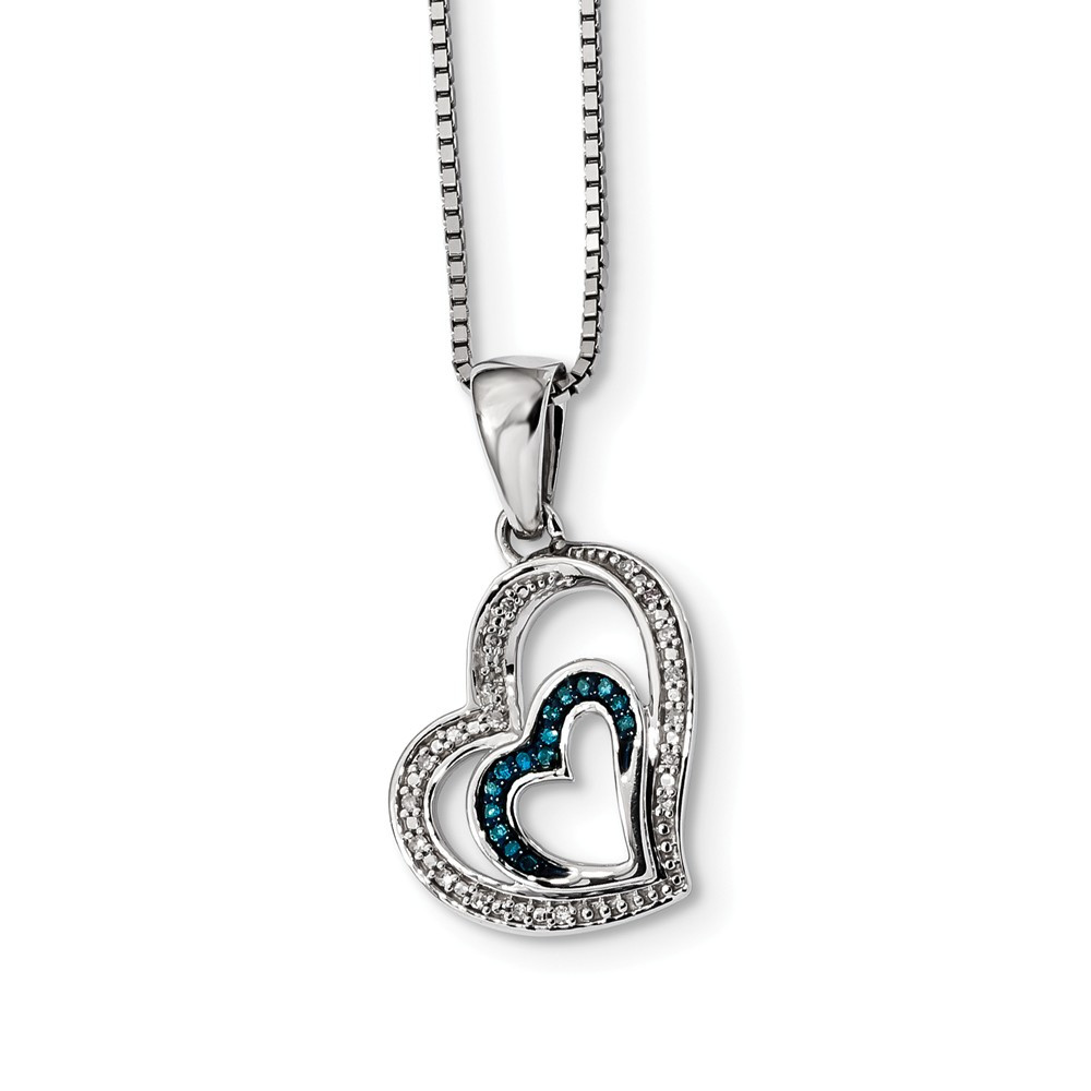 Walmart Heart Necklace
 925 Sterling Silver Blue and White Diamond Heart Pendant