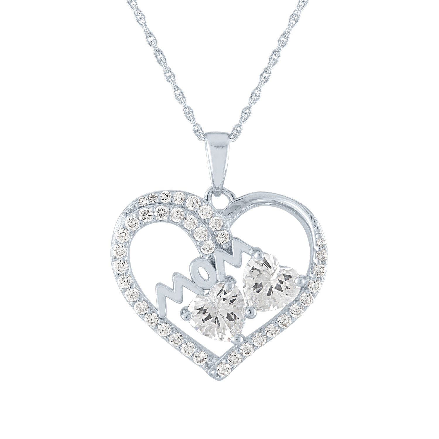 Walmart Heart Necklace
 Brilliance Sterling Silver Simulated Diamond Mom Heart