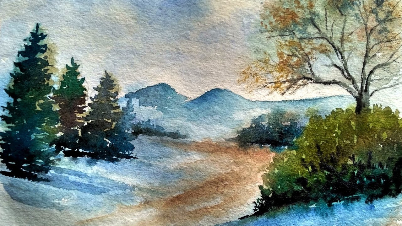 Watercolor Paintings Landscape
 Painting Easy Simple Landscape Paint with david