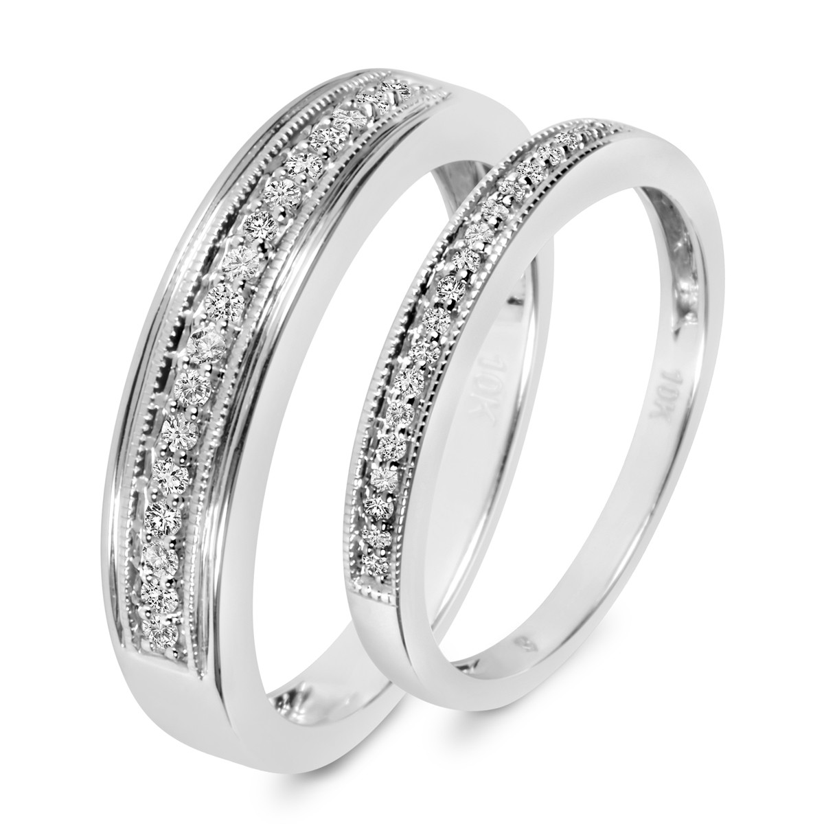 Wedding Band Sets His And Hers
 1 4 CT T W Diamond His And Hers Wedding Band Set 14K