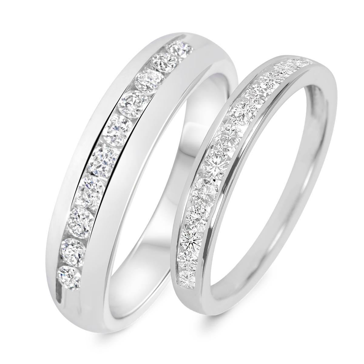 Wedding Band Sets His And Hers
 7 8 Carat T W Diamond His And Hers Wedding Band Set 14K