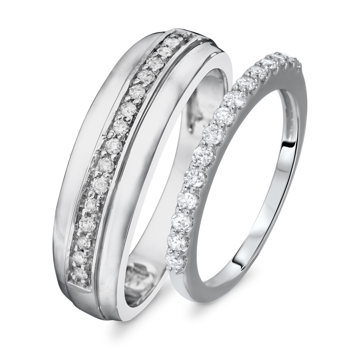 Wedding Band Sets His And Hers
 1 2 Carat T W Round Cut Diamond His And Hers Wedding Band