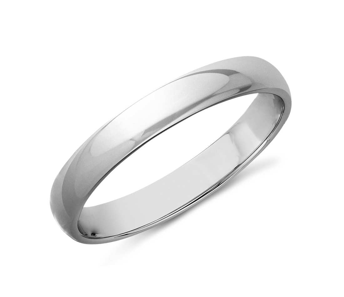 Wedding Band White Gold
 Classic Wedding Ring in 14k White Gold 3mm