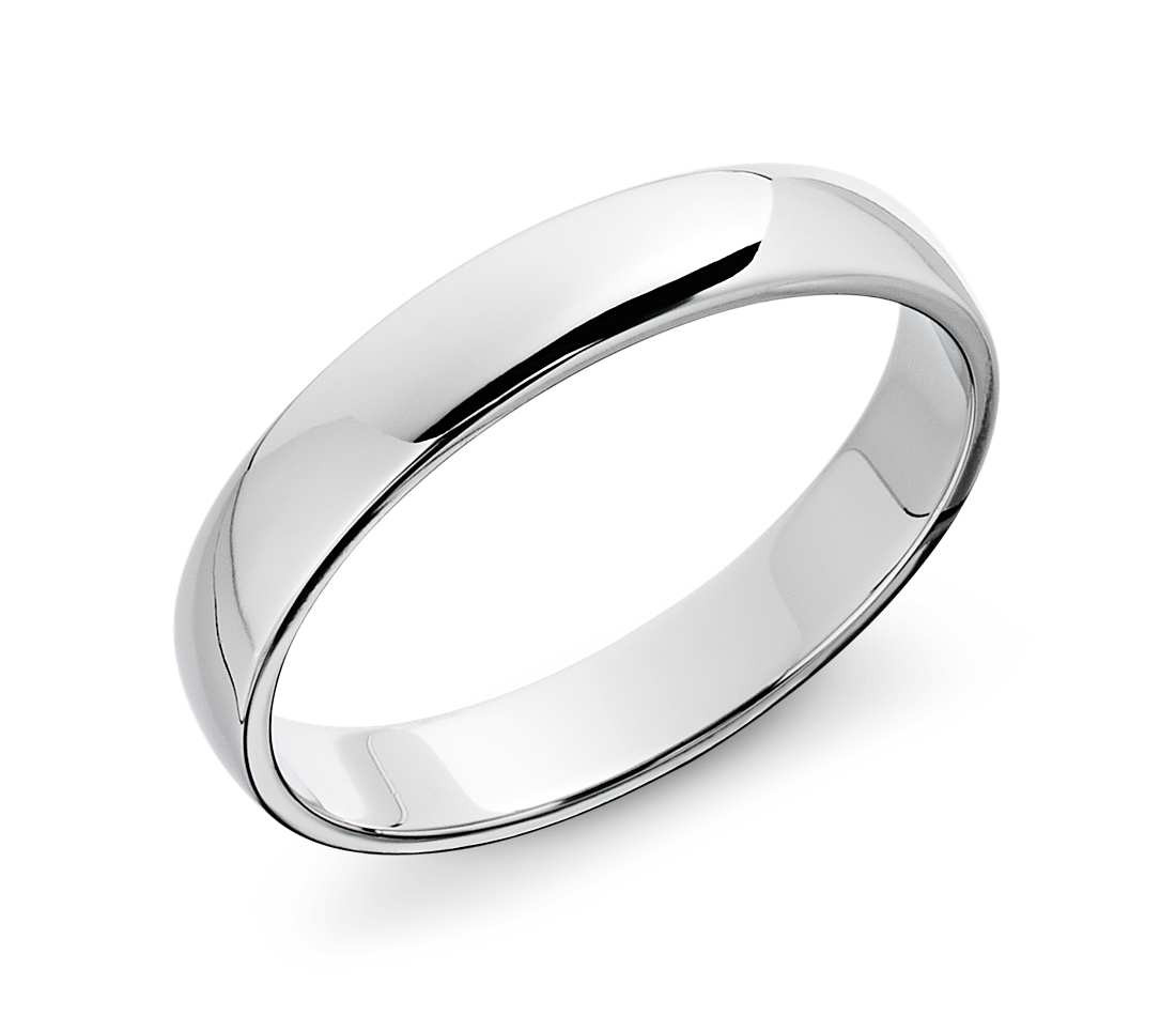 Wedding Band White Gold
 Classic Wedding Ring in 14k White Gold 4mm