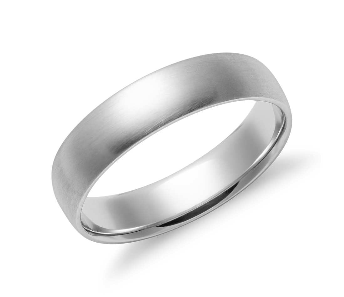 Wedding Band White Gold
 Matte Mid weight fort Fit Wedding Band in 14k White