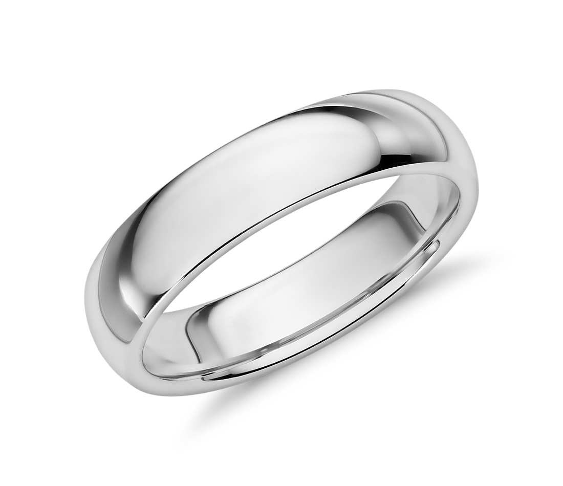 Wedding Band White Gold
 fort Fit Wedding Ring in 14k White Gold 5mm