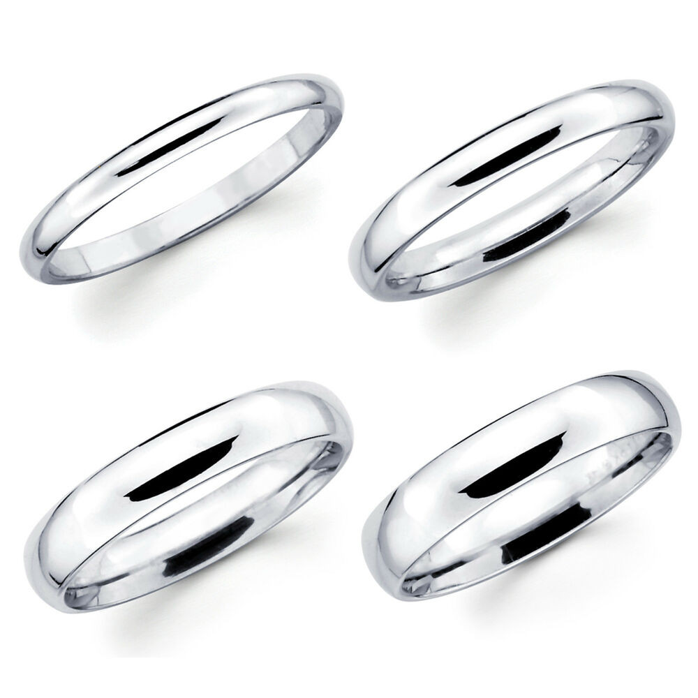 Wedding Band White Gold
 Solid 10K White Gold 2mm 3mm 4mm 5mm fort Fit Men Women