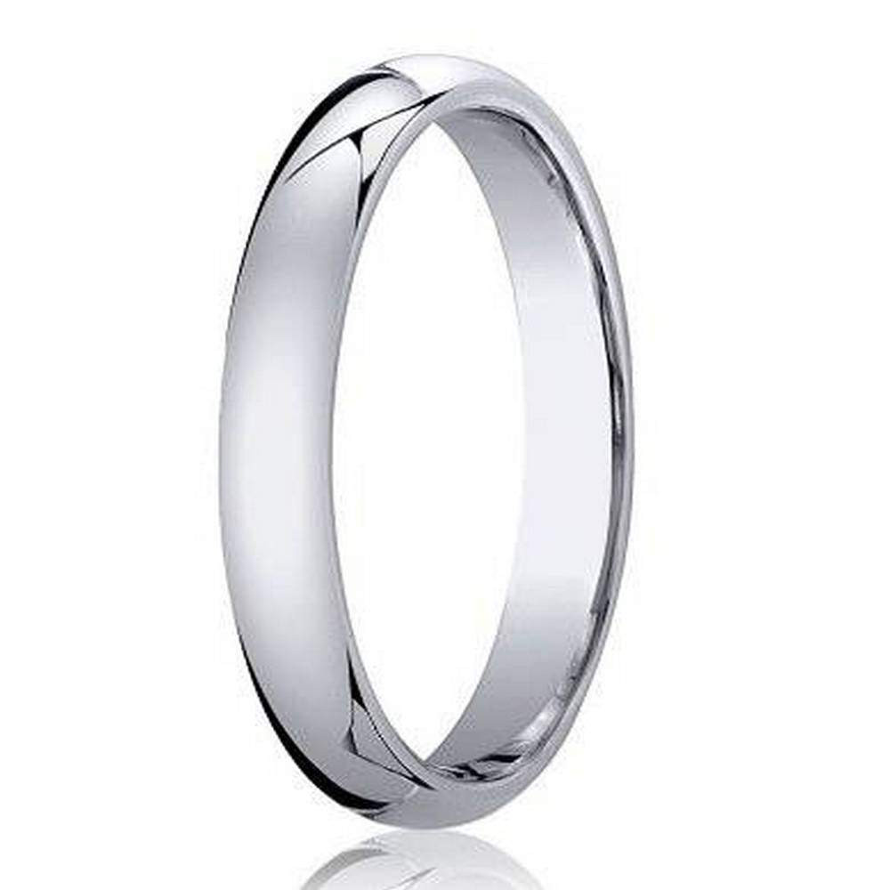 Wedding Band White Gold
 Men s 3mm Domed fort Fit 10k White Gold Wedding Band