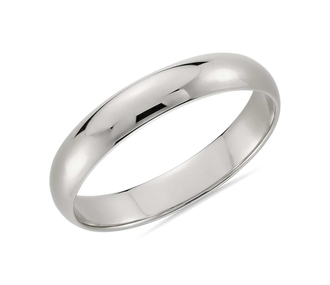 Wedding Band White Gold
 Classic Wedding Ring in 14k White Gold 4mm