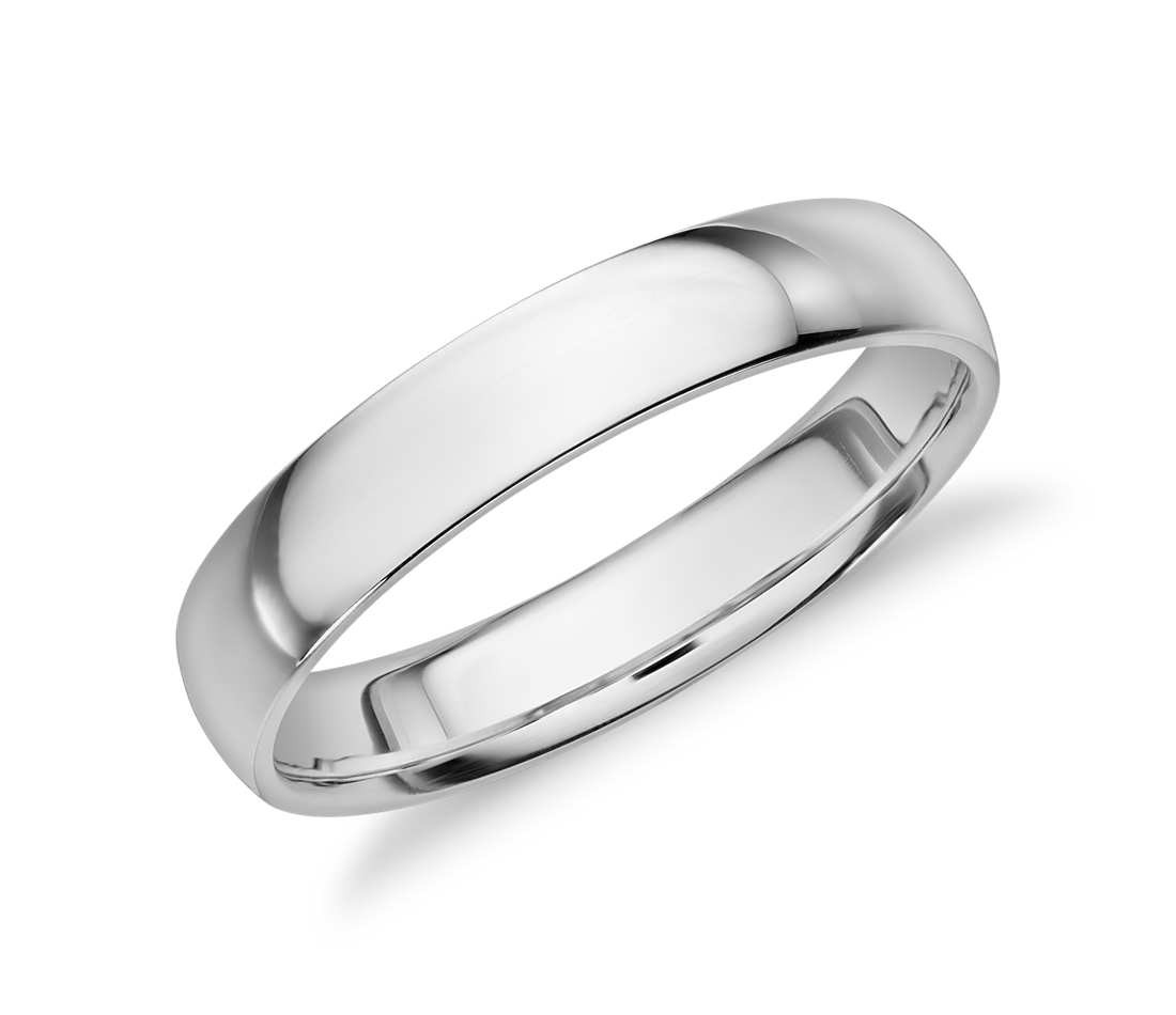 Wedding Band White Gold
 Mid weight fort Fit Wedding Band in 14k White Gold 4mm