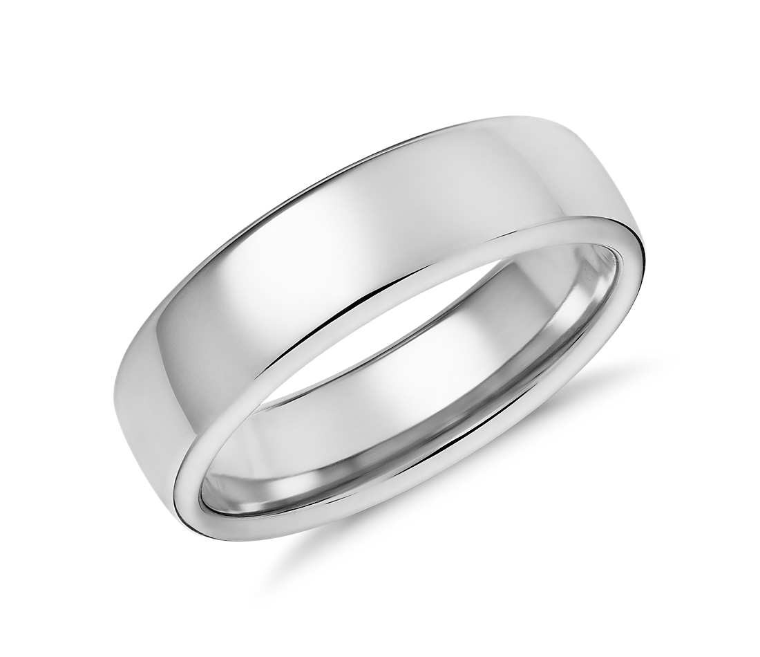 Wedding Band White Gold
 Modern fort Fit Wedding Ring in 14k White Gold 6 5mm