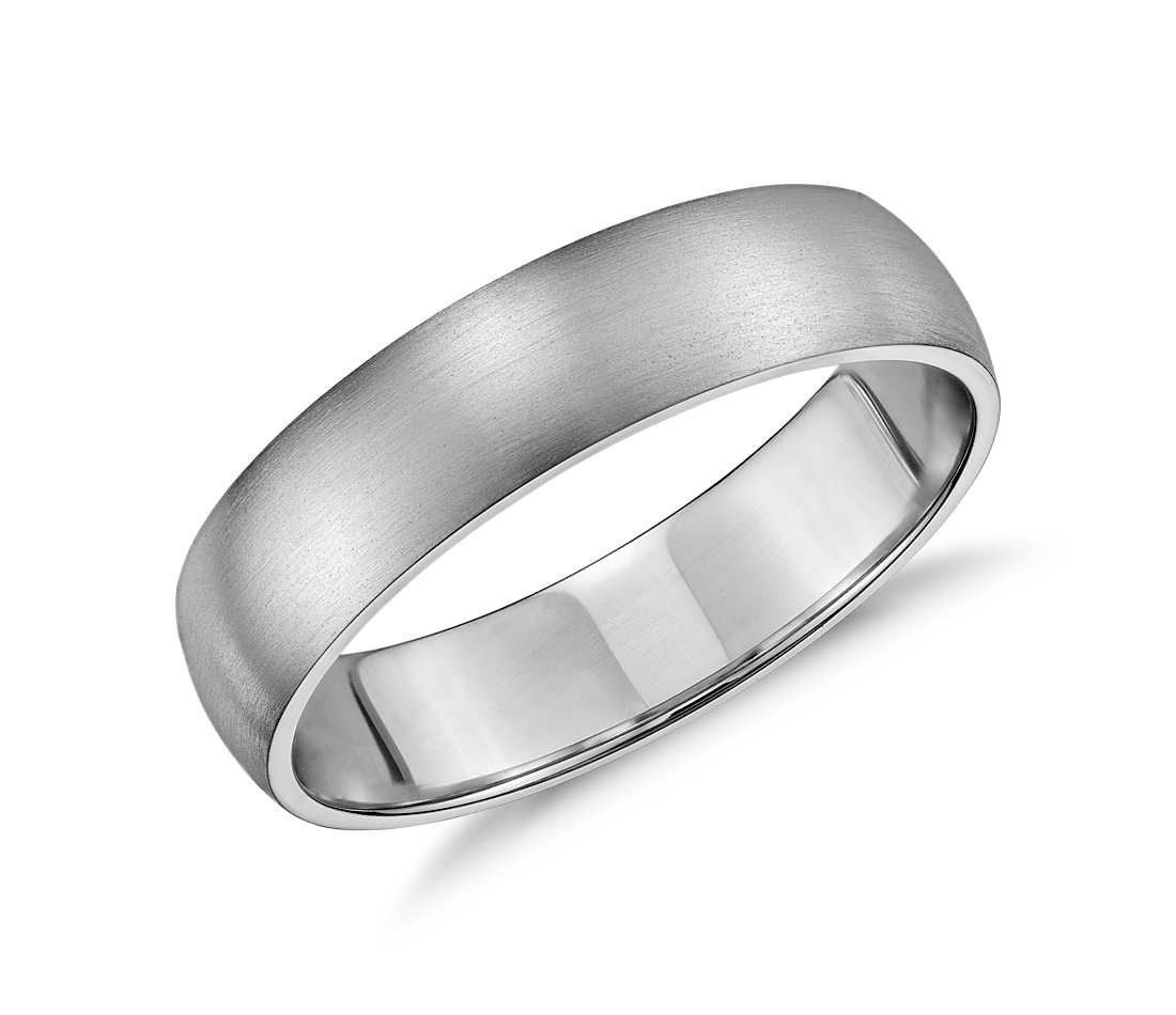 Wedding Band White Gold
 Matte Classic Wedding Ring in 14k White Gold 5mm