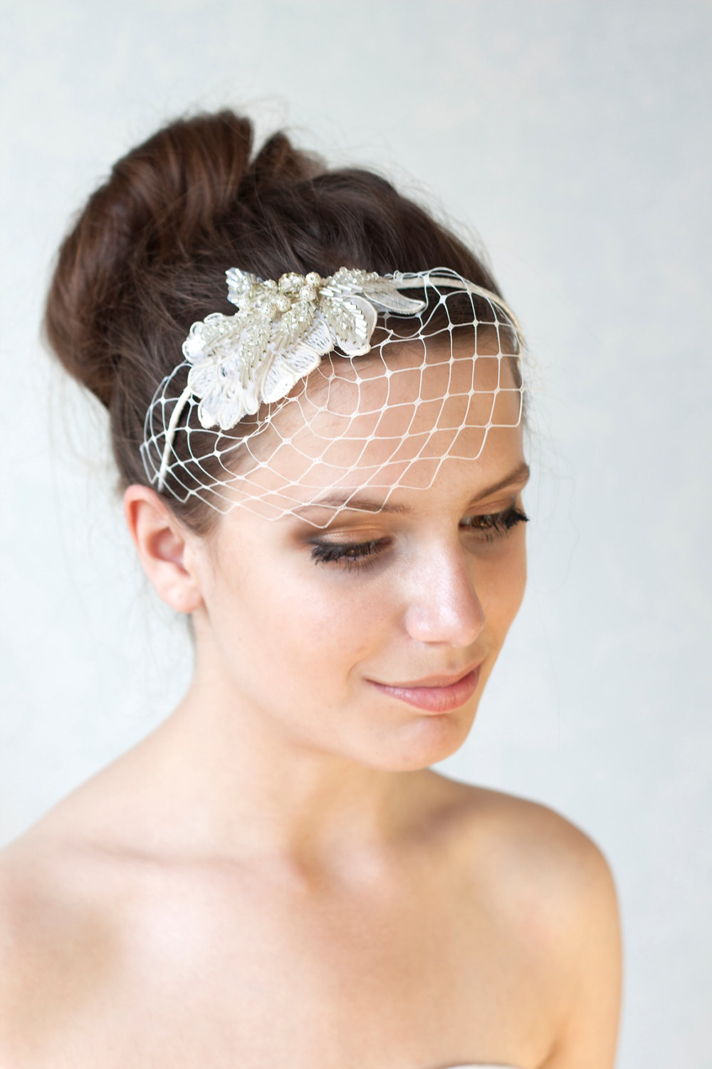 Wedding Birdcage Veils
 Bridal ivory birdcage veil with Swarovski crystal beads