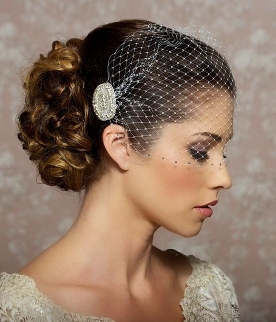 Wedding Birdcage Veils
 Birdcage veil Wedding Veil Rhinestone edge Bandeau Bird