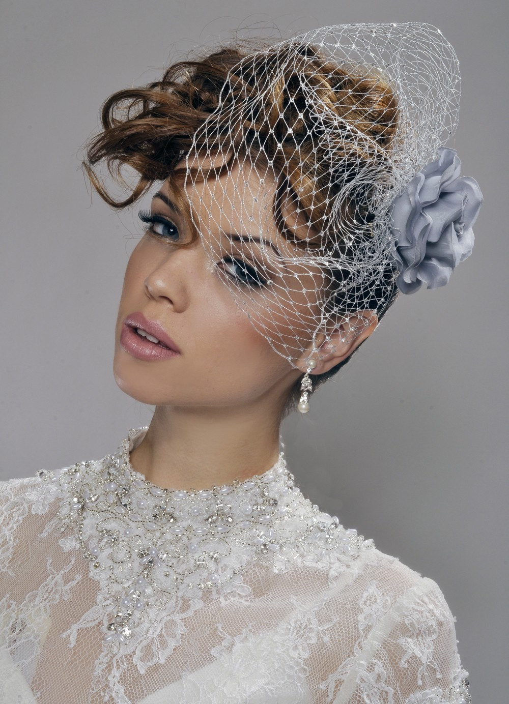 Wedding Birdcage Veils
 Wedding Birdcage Veil Handmade Silver White Ivory or