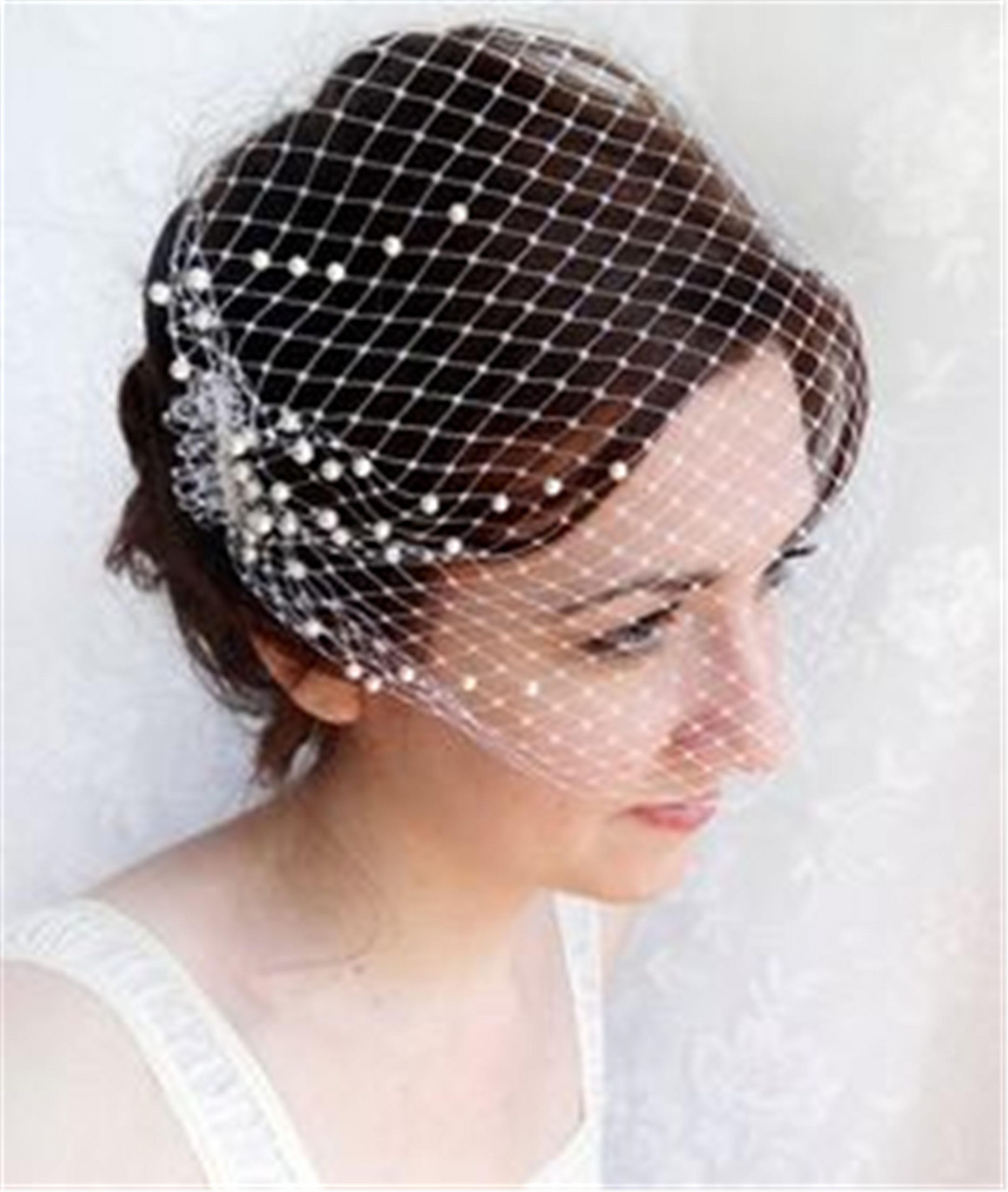 Wedding Cage Veils
 2015 Hot Selling White Birdcage Veils Pearl Face Wedding