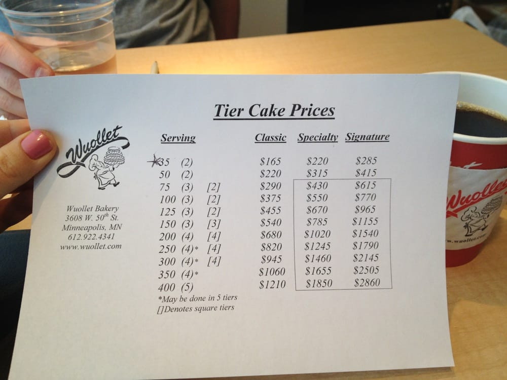 Wedding Cake Price
 Wuollets website doesn t list prices for tiered wedding