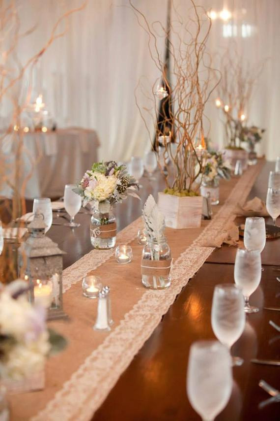 Wedding Decorations For Sale
 Rustic Wedding Burlap and Lace Table Runners with by