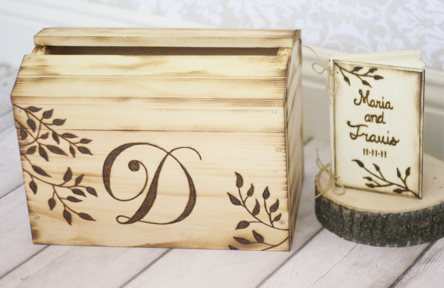 Wedding Guest Book And Card Box
 Personalized Card Box and Guest Book SET Rustic by