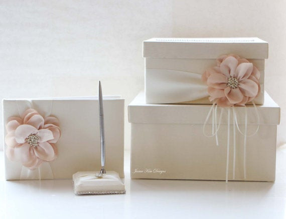 Wedding Guest Book And Card Box
 Wedding card box guest book and pen set Custom Made to