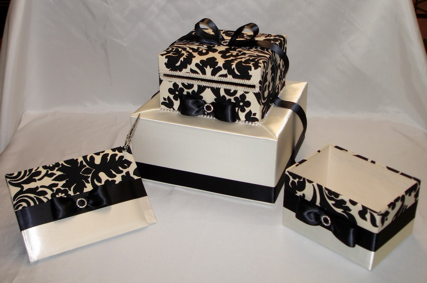 Wedding Guest Book And Card Box
 Elegant Damask Design Wedding Card Box Guest Book and