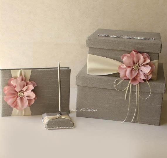 Wedding Guest Book And Card Box
 Wedding card box guest book and pen set Custom by