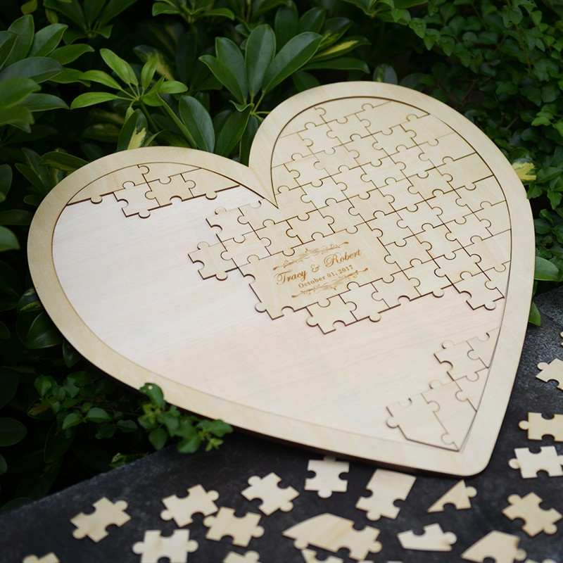 Wedding Guest Book Puzzles
 Customs Personalised Puzzle Heart Shaped wedding guestbook