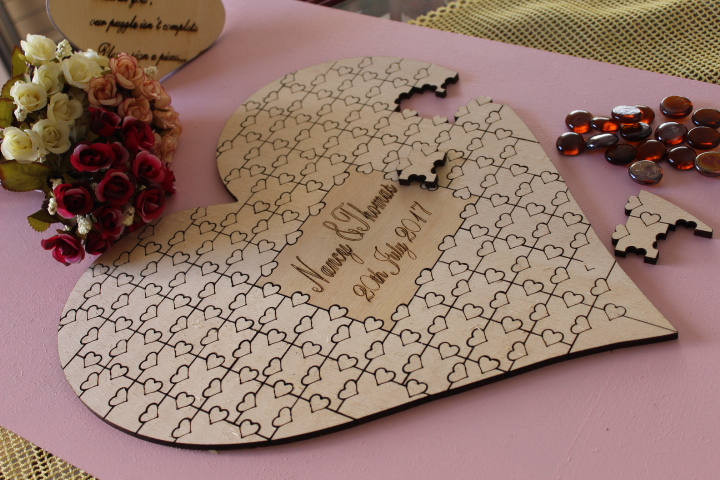 Wedding Guest Book Puzzles
 Custom Heart wedding Jigsaw Puzzle puzzle wedding