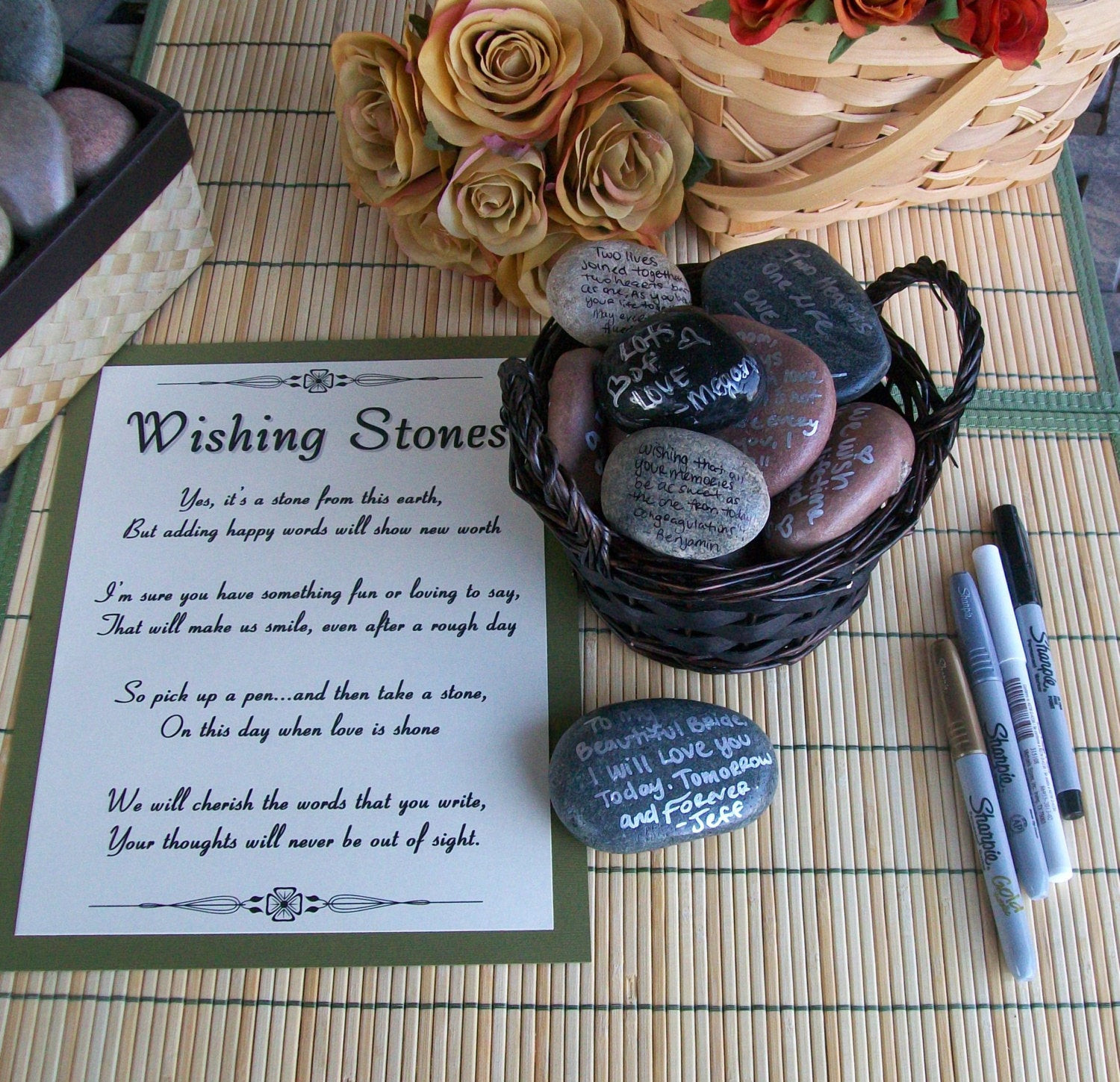 Wedding Guest Book Rocks
 Wishing Stones Unique Special Occasion or Wedding Guest Book