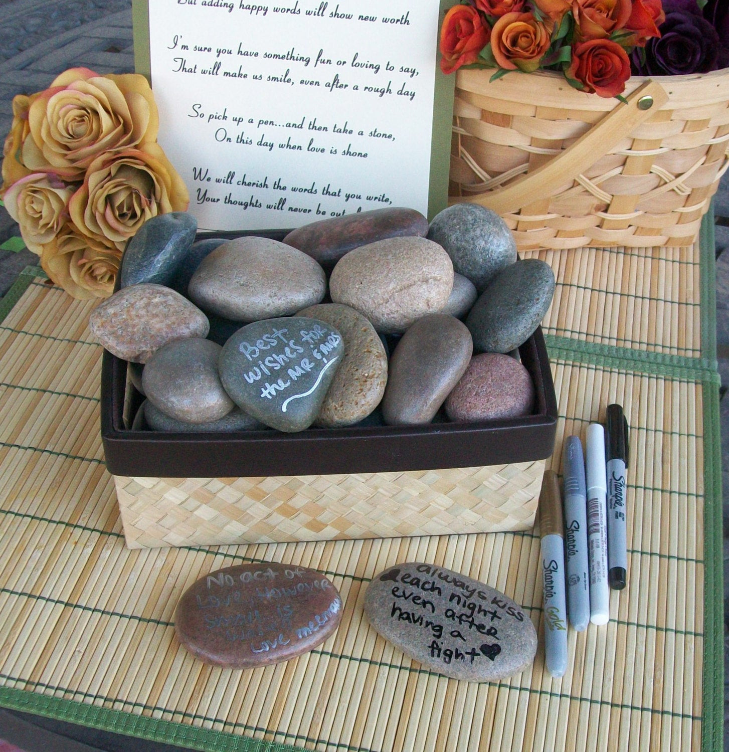 Wedding Guest Book Rocks
 Wishing Stones Unique Special Occasion or Wedding Guest Book