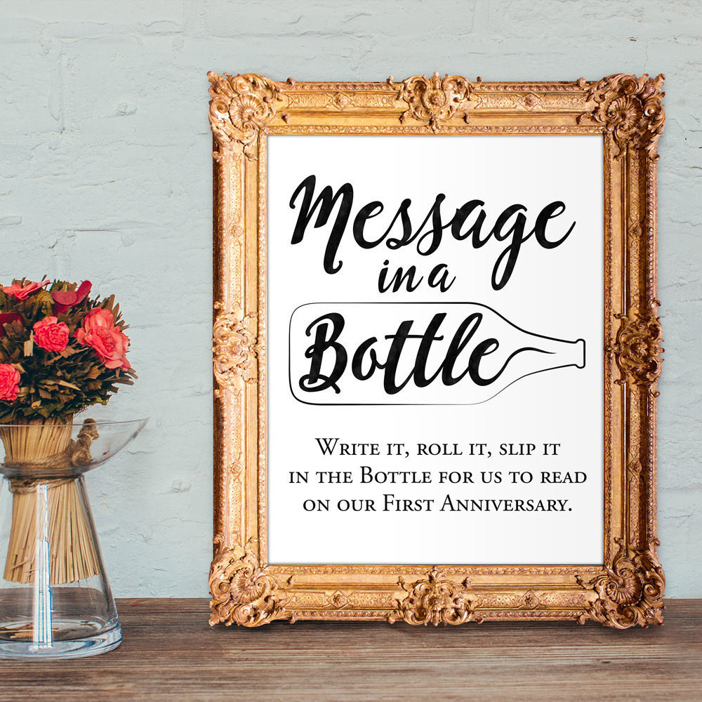 Wedding Guest Sign Book
 Wedding Guest Book Sign Message in a bottle anniversary