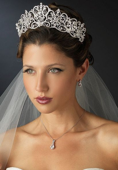 Wedding Hair With Veil And Tiara
 706 best images about Wedding Bridal Veils & Tiaras on