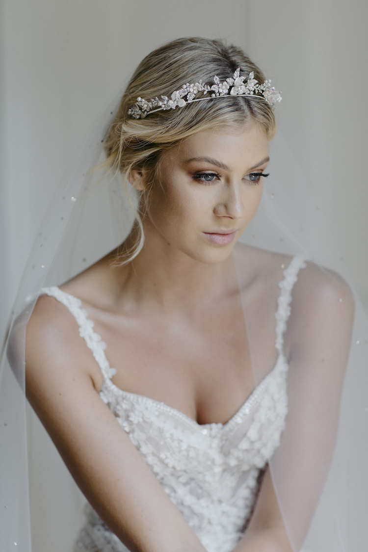 Wedding Hair With Veil And Tiara
 CASHMERE crystal wedding tiara TANIA MARAS