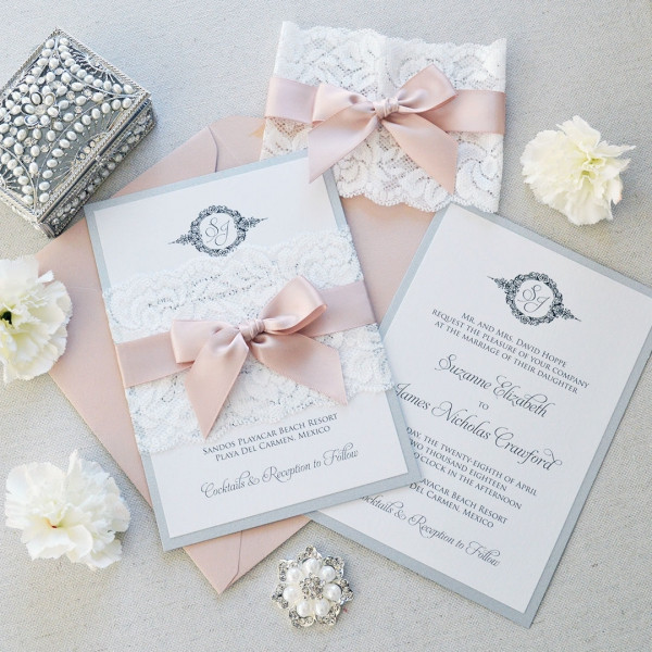 Wedding Invitations Cheap
 Vintage Lace Shade of White Spring Wedding Invitations