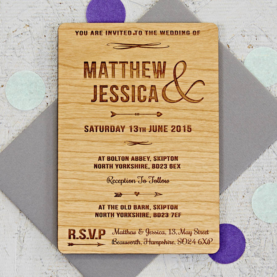 Wedding Invite
 arrow wooden wedding invitation by sophia victoria joy