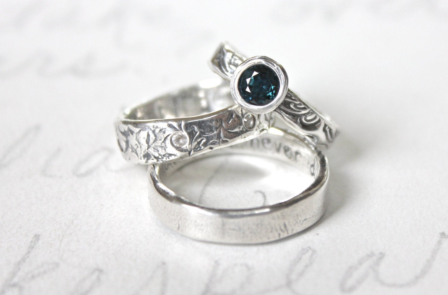 Wedding Ring Alternatives
 sapphire engagement ring and wedding band set alternative