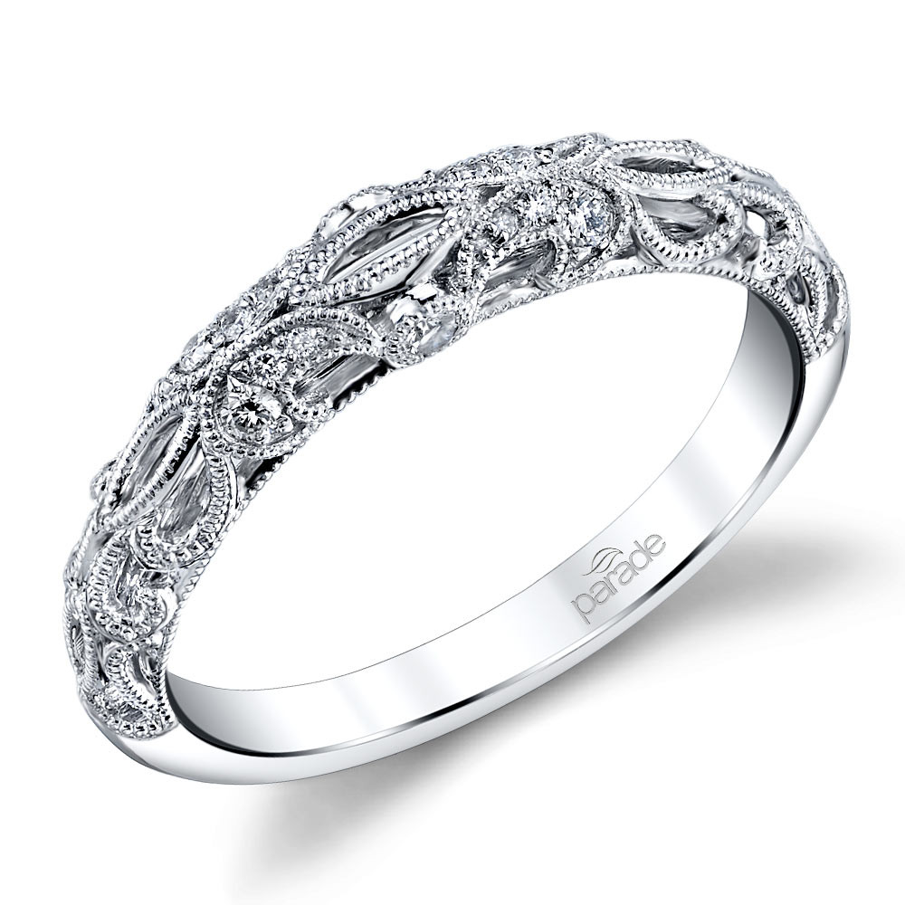 Wedding Ring Images
 Antique Windowed Matching Diamond Wedding Ring in White