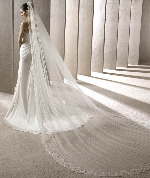 Wedding Veil Cathedral Length
 White Ivory Cathedral Length Luxury Lace Edge Wedding Veil