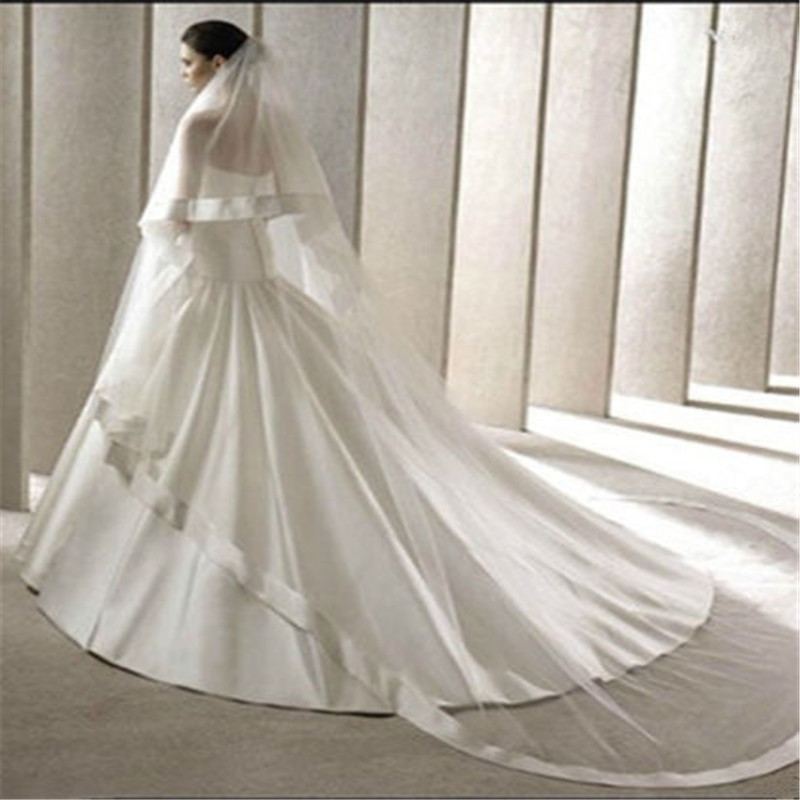 Wedding Veil Cathedral Length
 2 LAYER WIDE RIBBON EDGE CATHEDRAL LENGTH WEDDING VEIL
