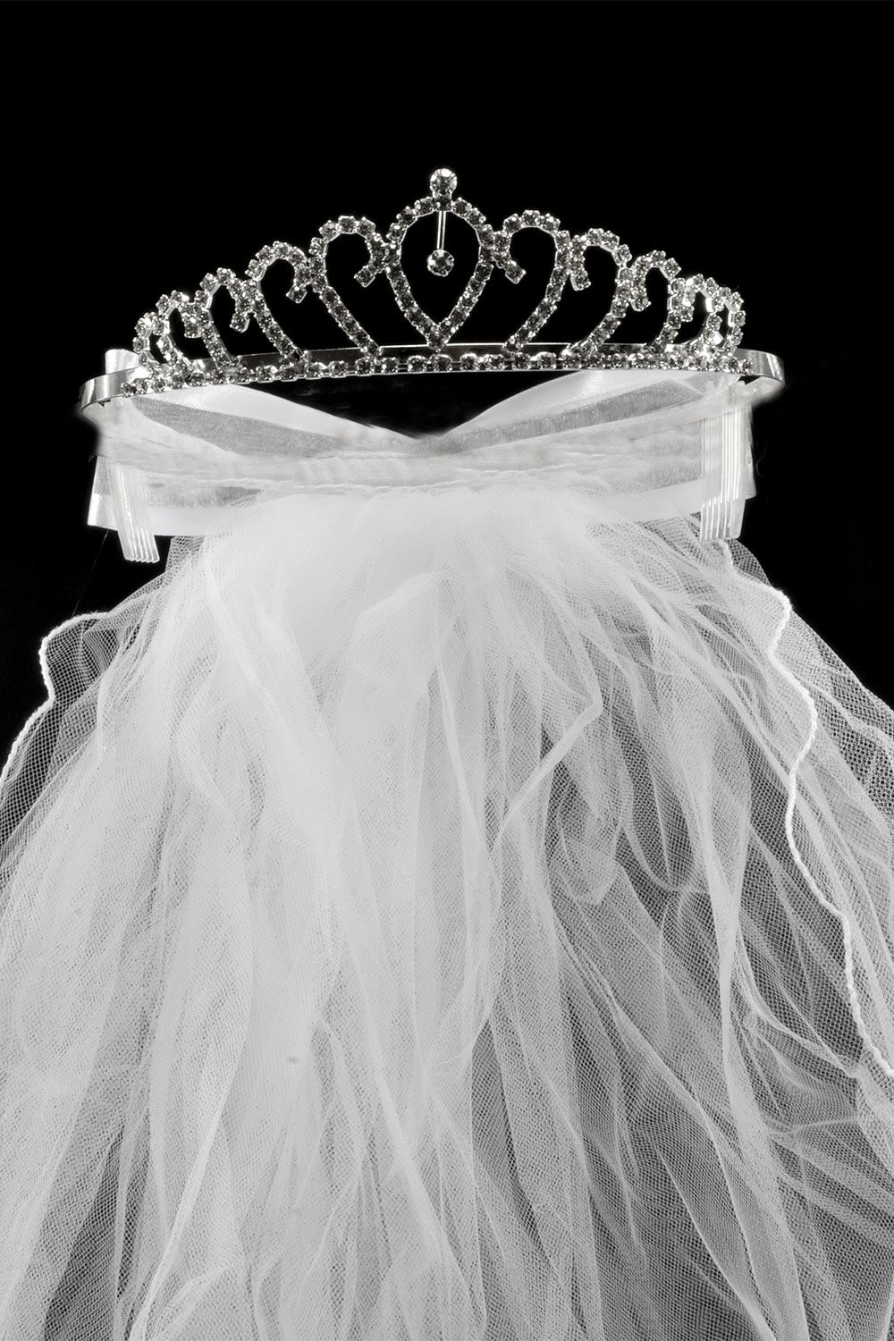 Wedding Veil With Tiara
 Lovely Rhinestone Tiara Attached to Double Layered Pencil