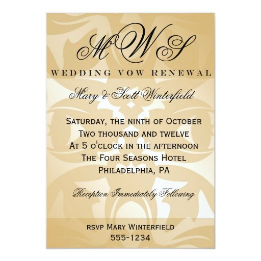 Wedding Vow Renewal Invitation Wording
 Damask & Monogram Wedding Vow Renewal Invitations