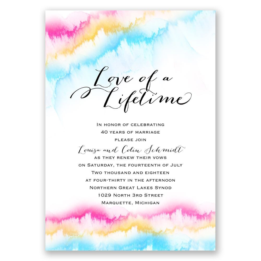 Wedding Vow Renewal Invitation Wording
 Watercolor Rainbow Vow Renewal Invitation